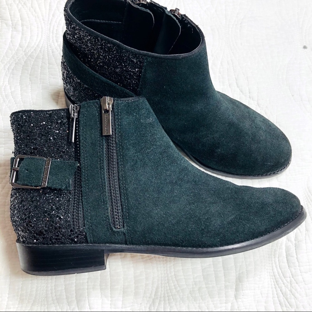 🔥Gianni Bini black suede and glitter booties sz8.5